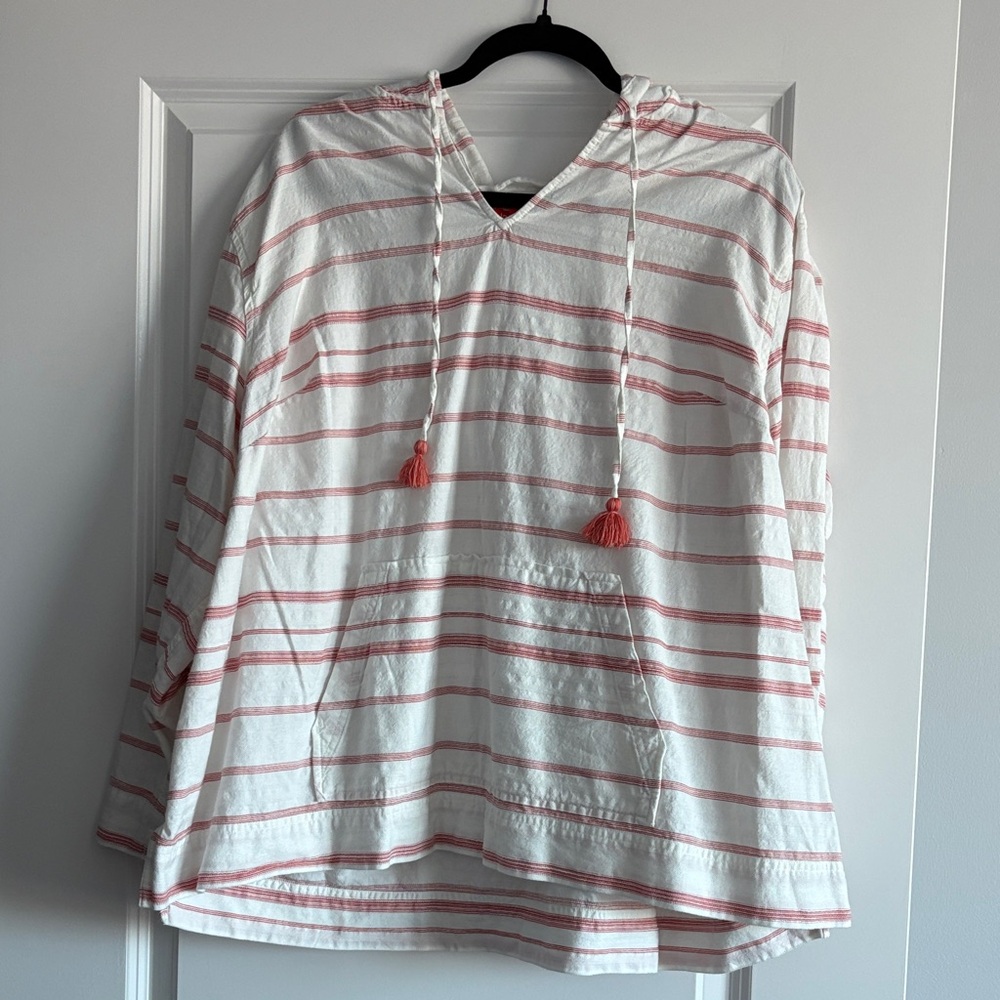 Joe Fresh Red and White Striped bathing suit cover up, 100% cotton, size 3XL